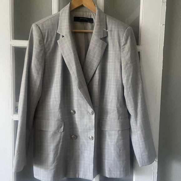 Zara Plaid Double Breasted Blazer - Picture 2 of 8